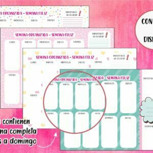 Organizadores Semanal <br> Semana Feliz (Tamaño A4, Anillado/Encolado)