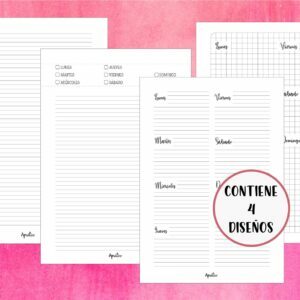 Kit de libreta <br>Días de la Semana<br>Tamaño A5/Anillado - Encolado <br>con marca aprilis