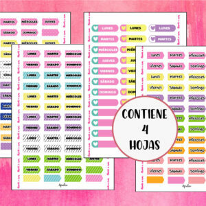 Kit Adhesivos <br>Días de la semana<br>Tamaño A5