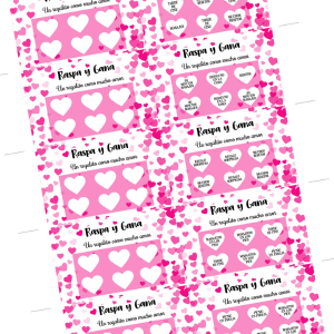 Raspa y Gana del Amor <br> Plantilla PDF para Cortar y Rellenar